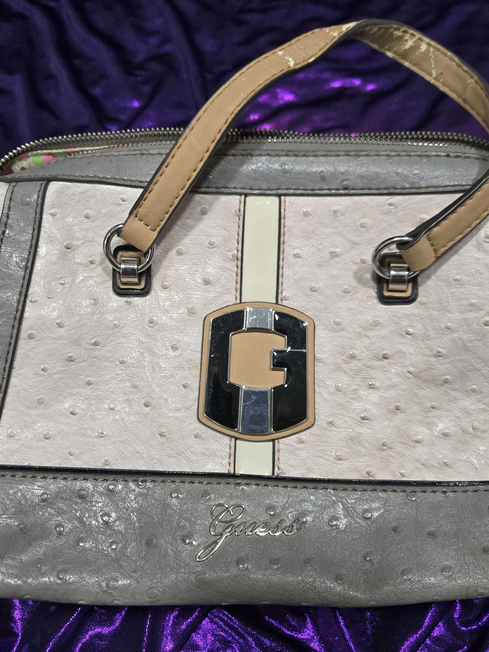 Guess Women's Two-Tone Beige & Gray Satchel